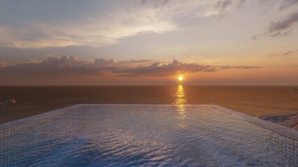 swimming pool at sunset