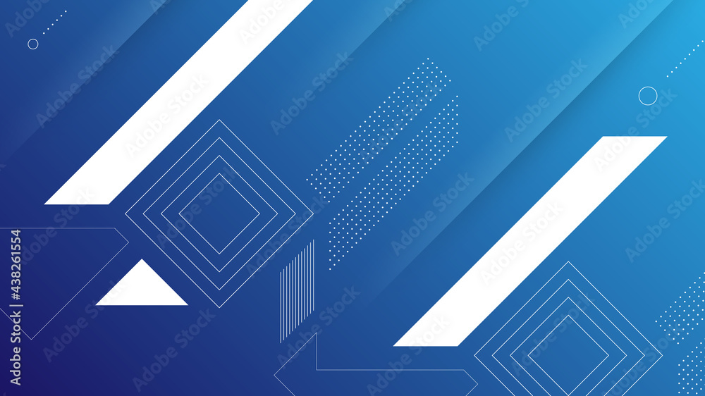 Wall mural abstract modern background with vibrant blue color gradient and memphis element