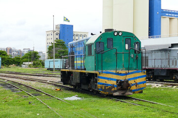 Old railroad shunter in northeastern Brazil, Fortaleza, Ceara state, Brazil.