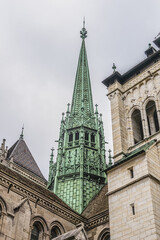 Fototapeta premium St Pierre Cathedral in Geneva Old Town (Vieille Ville) built as a Roman Catholic cathedral. Present building in Gothic style built around 1160. Geneva (Geneve), Switzerland.