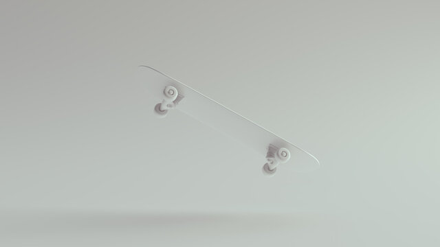 White Skateboard Dynamic Mid Air Sports 3d Illustration Render	