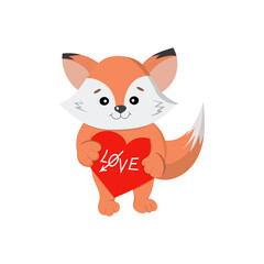 Fox with heart. Vector illustration