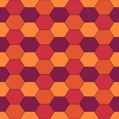 Seamless pattern. Hexagons ornament. Tiles background. Hexahedrons wallpaper. Ethnic motif. Geometrical backdrop. Digital paper. Geometric web designing. Mosaic textile print. Vector work.
