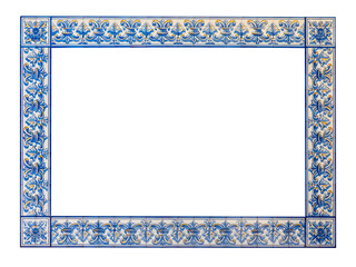 Moldura de azulejo azul típico português - obrazy, fototapety, plakaty