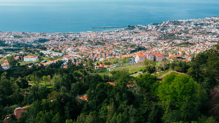 Fototapeta premium Aerial panoramic view of Funchal city from Monte, Madeira island