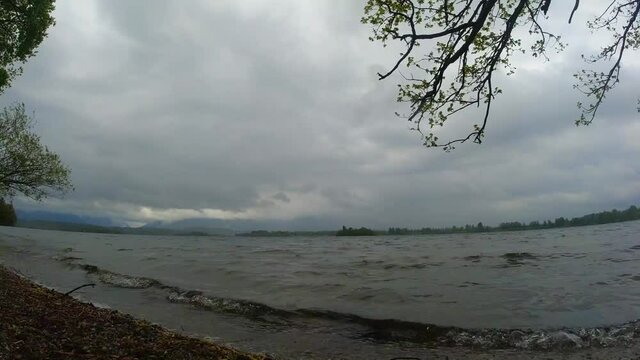 time lapse, lake, waves, clouds, video, lakeside, motion