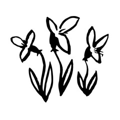 Hand drawn vector illustration of blooming flower. Logo design element for summer collection.