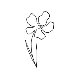 Hand drawn vector illustration of blooming flower. Logo design element for summer collection.