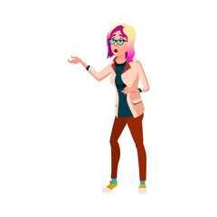 surprised young artist discussing new ideas with boss cartoon vector. surprised young artist discussing new ideas with boss character. isolated flat cartoon illustration