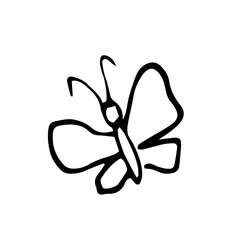 Hand drawn vector illustration of blooming butterfly. Logo design element for summer collection.