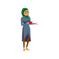 arabian woman speaking with family during breakfast cartoon vector. arabian woman speaking with family during breakfast character. isolated flat cartoon illustration