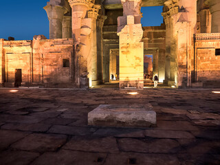The temple to Sobek, the crocodile  god, at Kom Ombo in Egypt. This was a temple for healing the...