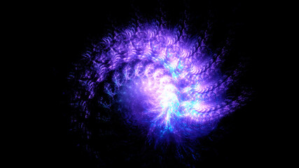 Abstract background, smooth multicolored lines on a black background.