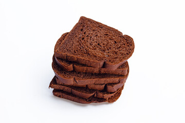 Dark cocoa bread on white background.