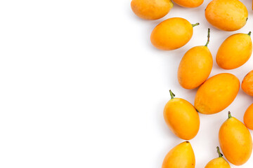 Marian plum fruit isolated on white.