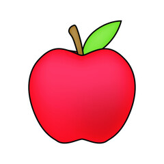 Apple Fruit Illustration Vector Style. Minimal Icon Cartoon Basic Srawn Sign. Vegetable Healthy Food Design.