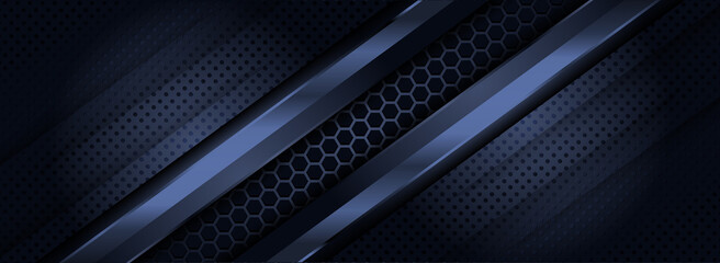 Abstract Dark Navy Background with Modern Shape And Futuristic Element.