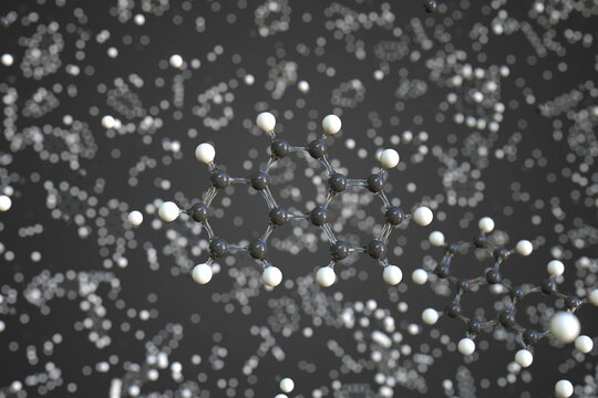 Phenanthrene molecule made with balls, scientific molecular model. Chemical 3d rendering