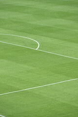 Green football field with nobody