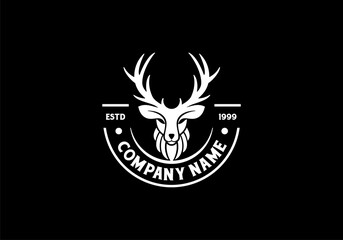 Deer head emblem badge logo design inspiration template