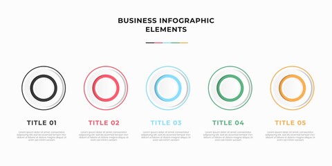 Presentation business infographic template with 5 options or steps. Modern infographic design template. Creative concept of five stages of business project