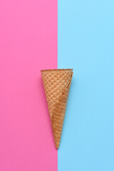 Ice Cream Cone on a blue and pink background
