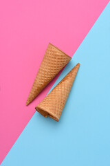 Ice Cream Cones on a blue pink background