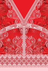flowers paisley red design print 