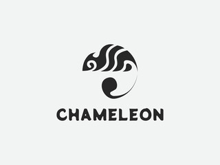 Chameleon logo design, tribal style