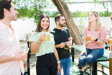 Portrait of a gorgeous woman having a drink