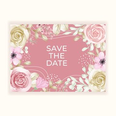 beautiful flower frame with color pastel pink gold