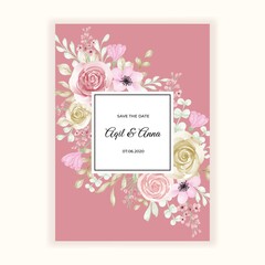 beautiful flower pastel color frame for wedding invitation