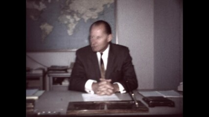 Owner Interview 1965 - The boss of a Van Nuys, California manufacturing company is interviewed in his office, in 1965.