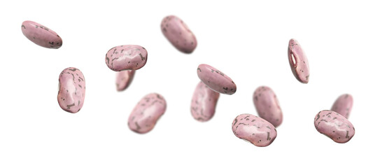 Many beans falling on white background, banner design. Vegan diet