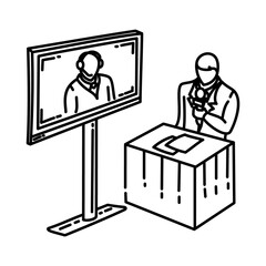 Virtual Discussion Icon. Doodle Hand Drawn or Outline Icon Style
