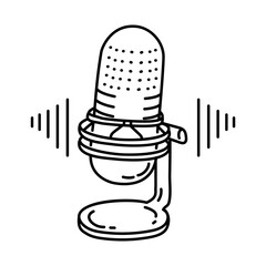 Voice Note Icon. Doodle Hand Drawn or Outline Icon Style