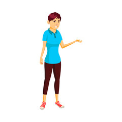 beautiful woman talking with seller in shop cartoon vector. beautiful woman talking with seller in shop character. isolated flat cartoon illustration