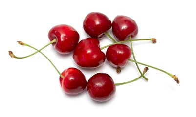 Naklejka na ściany i meble ripe cherries on a white background