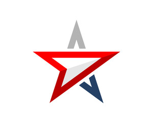 Arrow direction with star shape logo