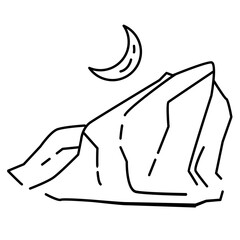 Obraz premium Hiking adventure hill ,trip,travel,camping. hand drawn icon design, outline black,vector icon.