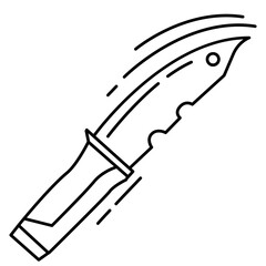 Hiking adventure knife ,trip,travel,camping. hand drawn icon design, outline black,vector icon.