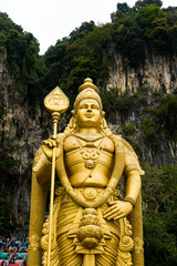Big Hindu God statue of Murugan at Batu Caves - Hindu Temple, Kuala Lumpur, Malaysia
