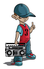 Hip-Hop Kid Latino with Boombox