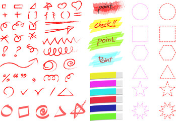 크레파스 느낌의 아이콘들,  칼라풀한 포스트잇