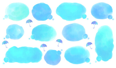 水彩で描いた吹き出しと傘のイラスト