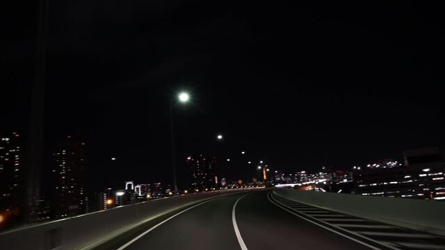 東京ドライブ車窓　湾岸　首都高11号　夜景