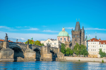 Charles Bridge in Prague, Czech republic on a sunny day