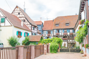 Picturesque view of the quaint town of Ribeauville, Alsace, France