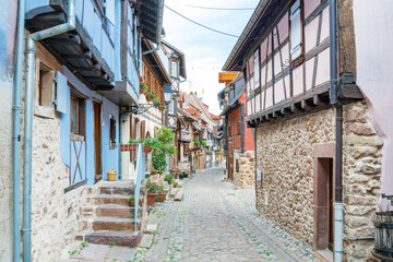 Picturesque view of the quaint town of Ribeauville, Alsace, France