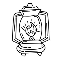 Hiking adventure lantern ,trip,travel,camping. hand drawn icon design, outline black, vector icon.